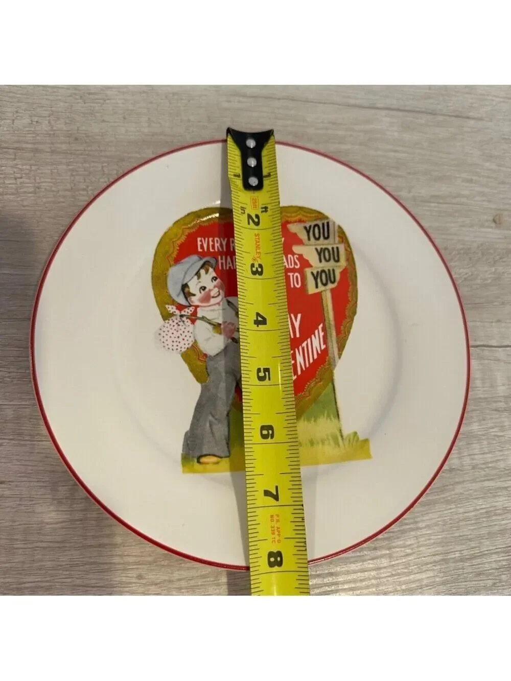 Vintage Rosanna Valentine Dessert Plates Set 4 Red Rim Retro Heart Design 8 in